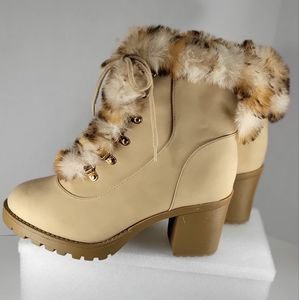 Animal Print Fur Chunky Bootie 10W